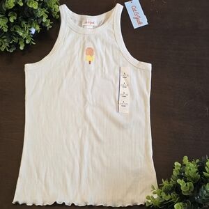 Cat & Jack Girls Ribbed Embroidered Tank Top Cream L (10-12)